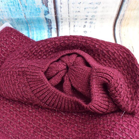 Women's Jessica Simpson Beret & Scarf 17" Set Faux Fur ONE SIZE Burgundy - Picture 4 of 6